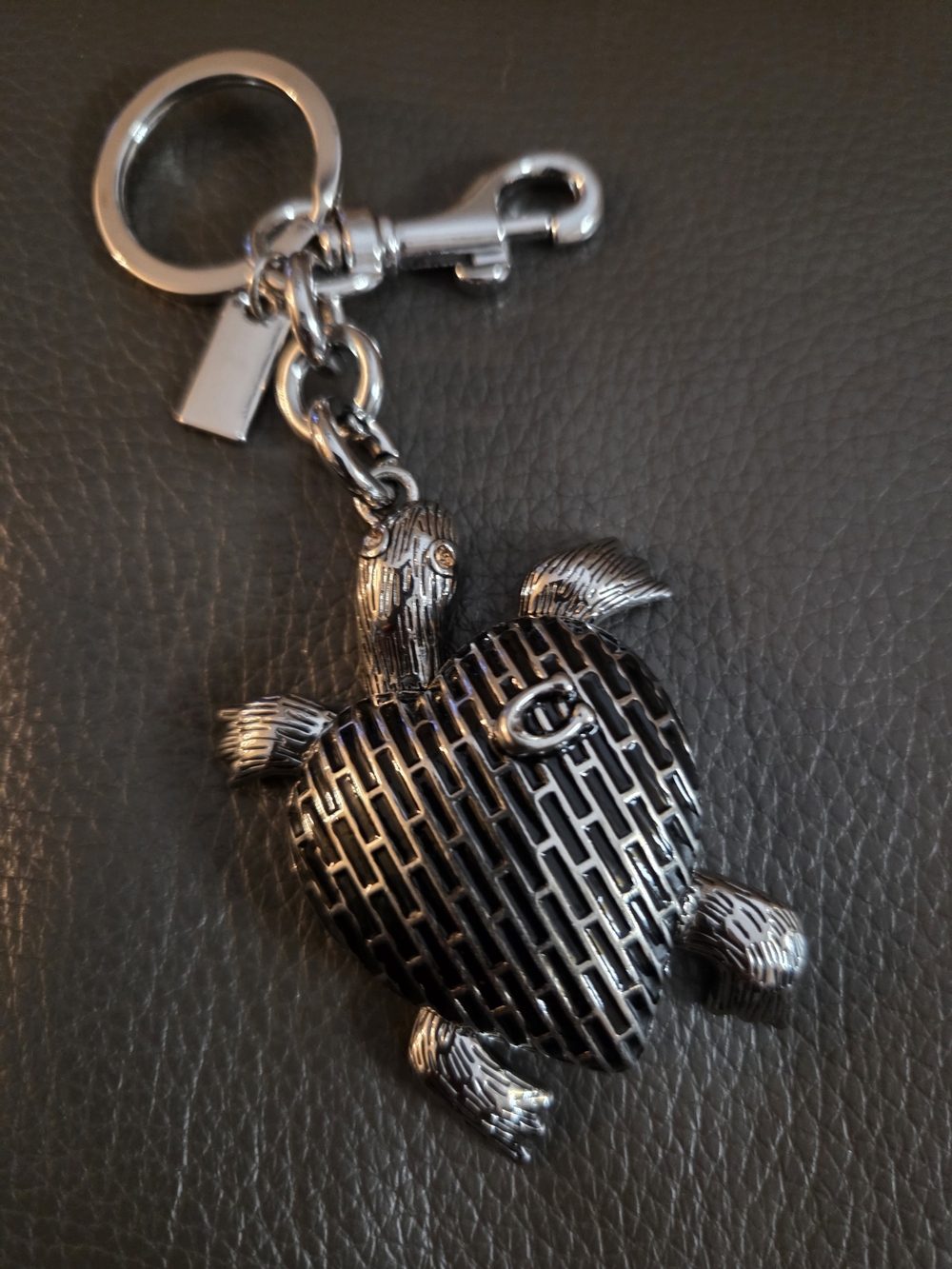 Silver Turtle Heart Keychain - Bag Charm Accessory